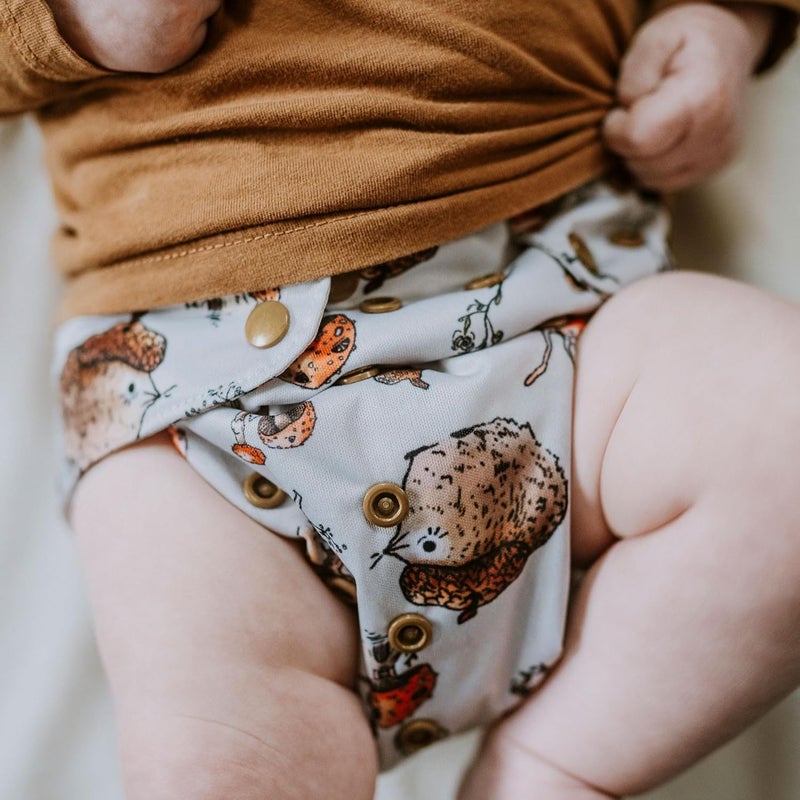 Kinder Cloth Diapers Set of 5 Reusable Baby Diapers Pocket Style Athletic Wicking Jersey, Bamboo Viscose Inserts, Wet Bag, Newborn to Potty Training 7-60lbs, One Size (Forest Fairytale) - Image 2